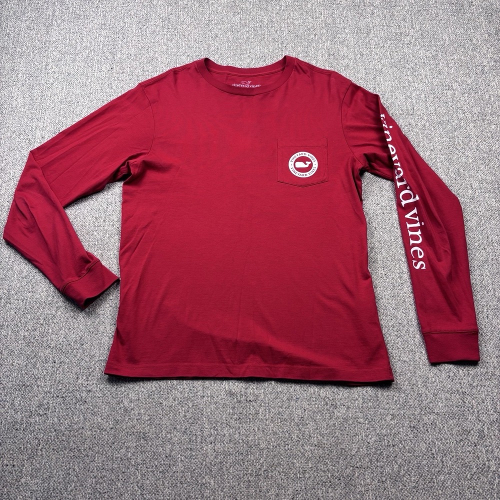VINEYARD‎ VINES Unisex Crew Neck Long Sleeve RED Graphic Tee Size Extra Small